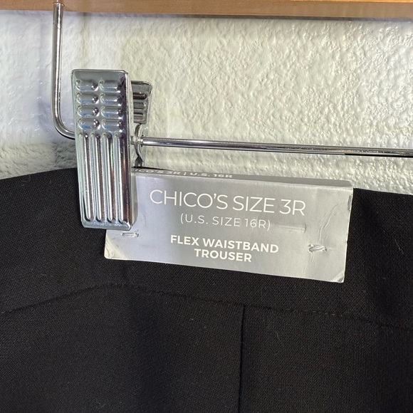 CHICO'S Flex Waist Modern Tailored Classic Trouser Pants in Black Careerwear 16R - Picture 13 of 16